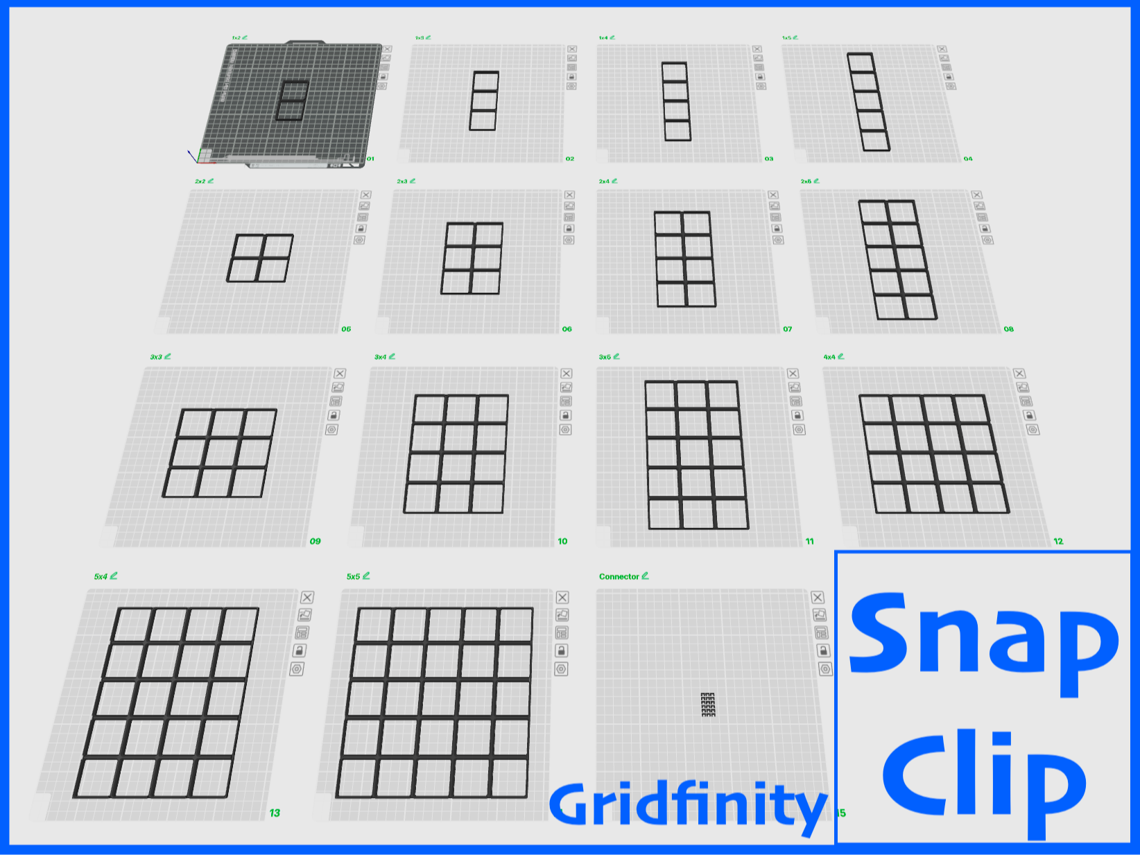 گریدفینیتی پایه سیستم — Gridfinity base SnapClip System