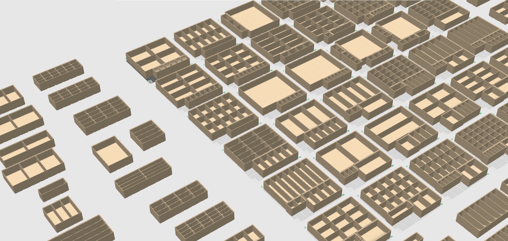 گریدفینیتی بین ست پایه — 192 Piece Gridfinity Bin Set|42mm Base|49mm Height